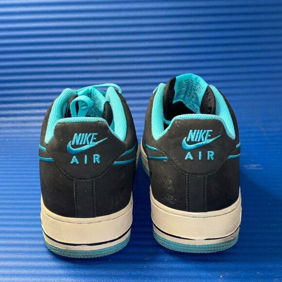 Size 11- Men’s Nike Air Force 1 Low Black Turquoise Casual Sneakers 488298-011 - Picture 7 of 8